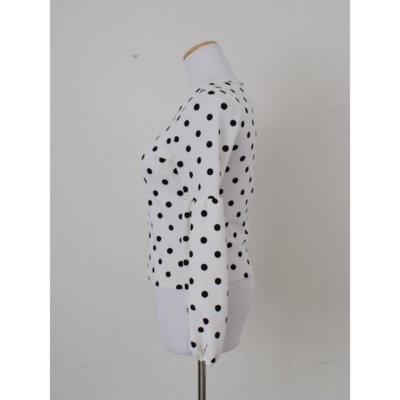 Vintage 00s Poly/Spandex Polka Dot shirt | size medium - Picture 2 of 10